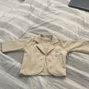 Kids Beige Blazer with Giraffe Embroidery